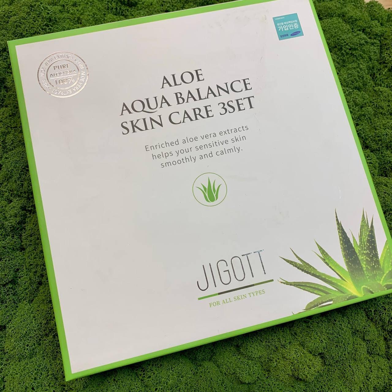 Набор увлажняющей косметики для лица с алоэ Jigott Aloe Aqua Balance Skin Care 3 Set - фото 2 - id-p219649914