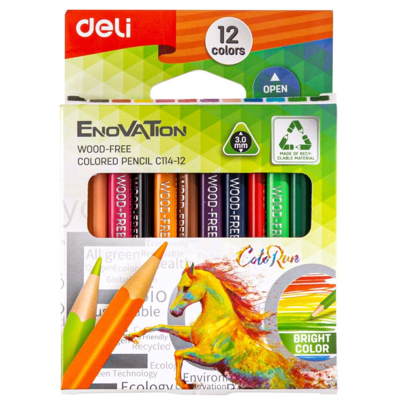 Карандаши цветные Deli «ColoRun» Мини, 12 цветов, треугольные (Цена с НДС)