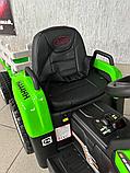 Детский электромобиль RiverToys H444HH (зеленый) трактор с прицепом и пультом, фото 4