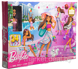 Адвент-календарь Barbie 2023 с куклой и 24 сюрпризами HKB09
