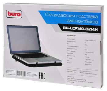 Подставка для ноутбука Buro BU-LCP140-B214H 14"338x255x22мм 1xUSB 2x 140ммFAN 480г металлическая сетка/пластик