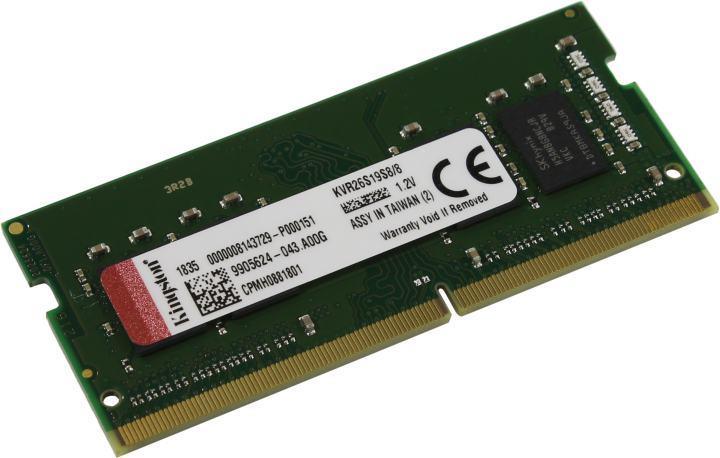 Оперативная память SO-DIMM DDR4 8Gb PC-21300 2666MHz Kingston (KVR26S19S8/8) - фото 1 - id-p212719124