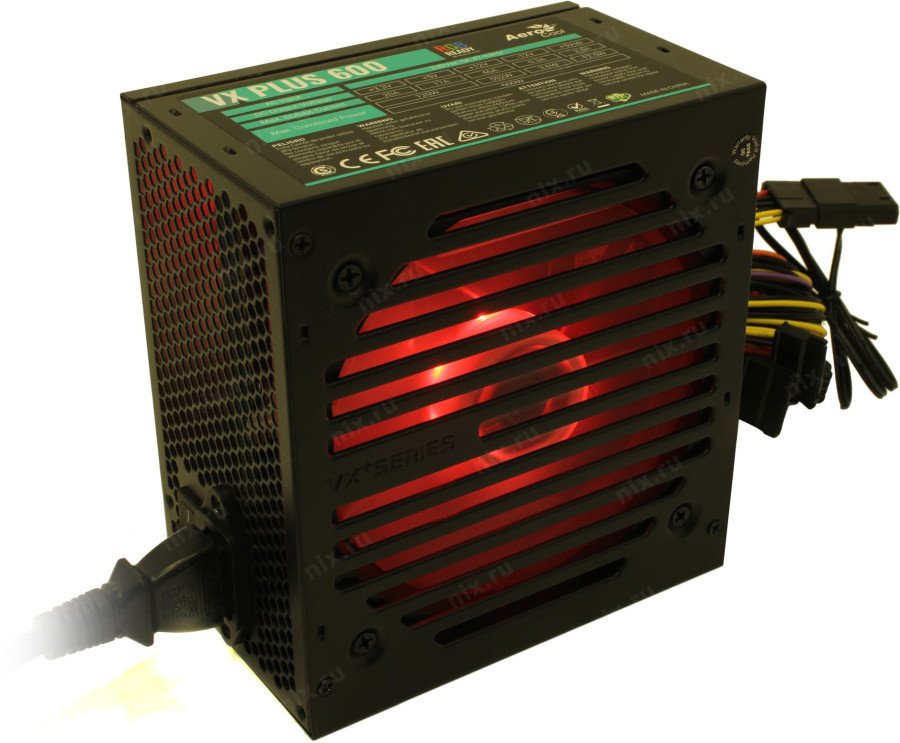 Блок питания Aerocool VX-600 PLUS RGB Ready (RTL) 600W ATX (24+2x4+2x6/8пин)