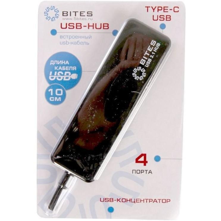 Разветвитель 5bites HB34C-311BK 4-port USB3.0 Hub подкл. USB-C - фото 1 - id-p219651270