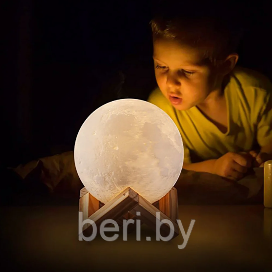 Лампа ночник Луна объемная 3D Moon Lamp 15 см, 7 режимов подсветки, пульт ДУ - фото 4 - id-p219652483