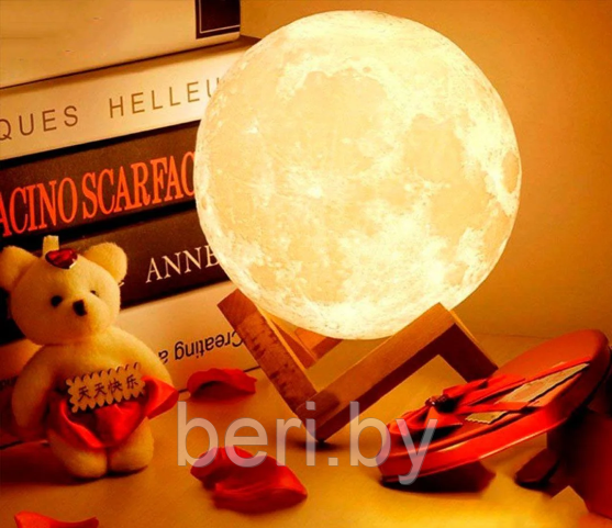 Лампа ночник Луна объемная 3D Moon Lamp 15 см, 7 режимов подсветки, пульт ДУ - фото 6 - id-p219652483