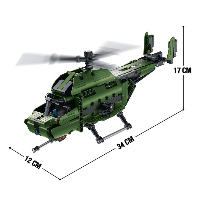 Конструктор техно «Военный вертолёт», 2 варианта сборки, 393 детали - фото 2 - id-p219653115