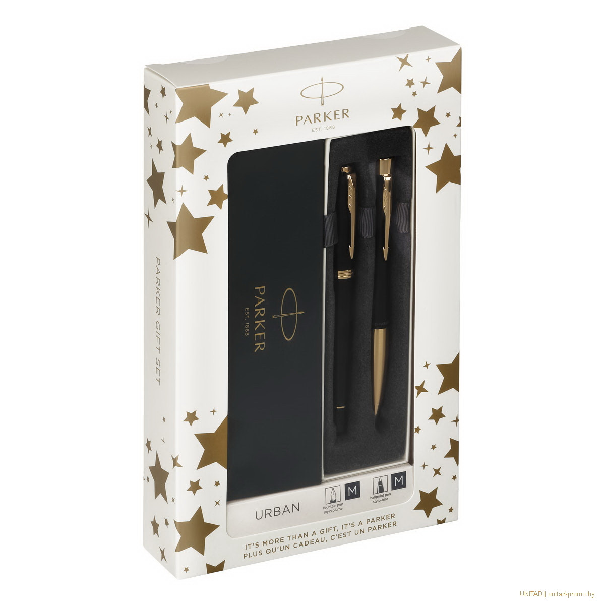 Набор Parker Urban Duo: ручка шариковая Urban Black GT + перьевая ручка Urban Black GT