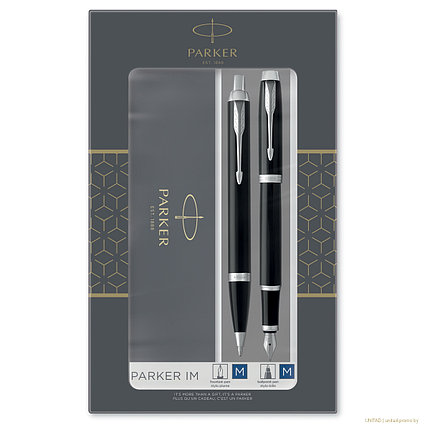 Набор Parker IM Black CT: ручка шариковая и ручка перьевая в подарочной коробке, фото 2