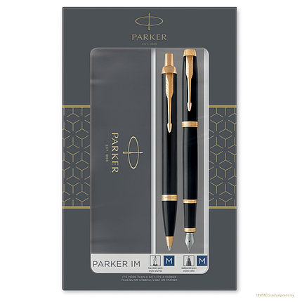 Набор Parker IM Black GT: ручка шариковая и ручка перьевая в подарочной коробке, фото 2