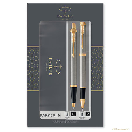 Набор Parker IM Brushed Metal GT: ручка шариковая и ручка-роллер в подарочной коробке, фото 2