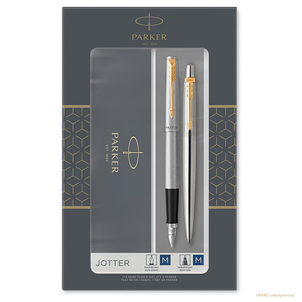 Набор Parker Jotter Stainless Steel GT: ручка шариковая и механический карандаш, подарочная упаковка, фото 2