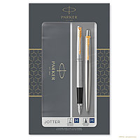 Набор Parker Jotter Stainless Steel GT: ручка шариковая и механический карандаш, подарочная упаковка