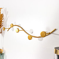Крючки декоративные металл "Волна с точками" золото 6х40 см