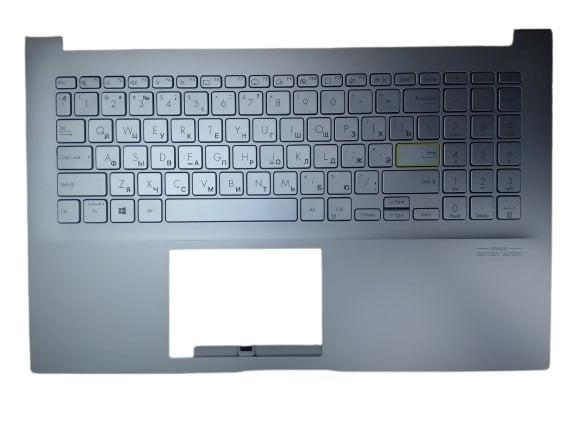 Верхняя часть корпуса (Palmrest) Asus VivoBook 15 X513, K513E, с клавиатурой, серебристый, подсветка, RU