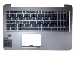 Верхняя часть корпуса (Palmrest) Asus ZenBook UX510, с клавиатурой, черный, подсветка, RU