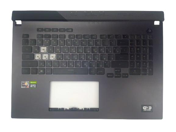Верхняя часть корпуса (Palmrest) Asus ROG STRIX G713, с клавиатурой, подсветка, черный, RU