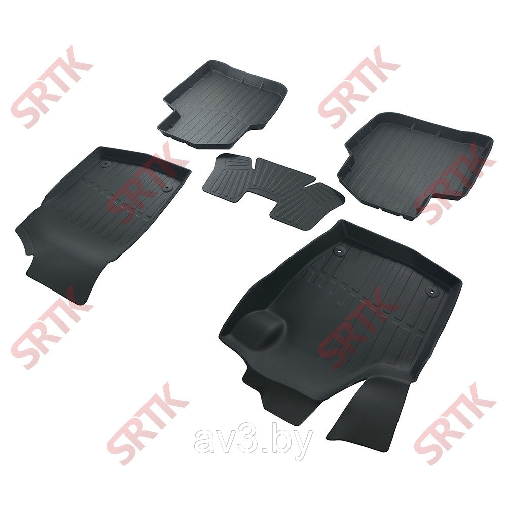 Коврики в салон SRTK 3D-форма PREMIUM Skoda Rapid (2012-2022) / VW Polo лифтбек 2020- / Seat Toledo