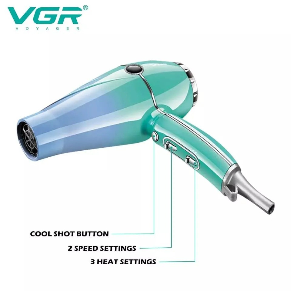 Профессиональный фен для волос VGR V-452 для сушки и укладки волос с 2умя насадками 2400W - фото 5 - id-p219665818