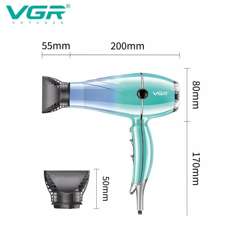 Профессиональный фен для волос VGR V-452 для сушки и укладки волос с 2умя насадками 2400W - фото 3 - id-p219665818