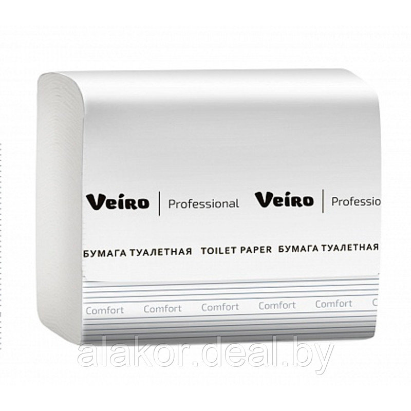 Бумага туалетная листовая Veiro Professional Comfort, 250м, 1шт/уп. цвет белый, 2 слоя. - фото 1 - id-p219667804