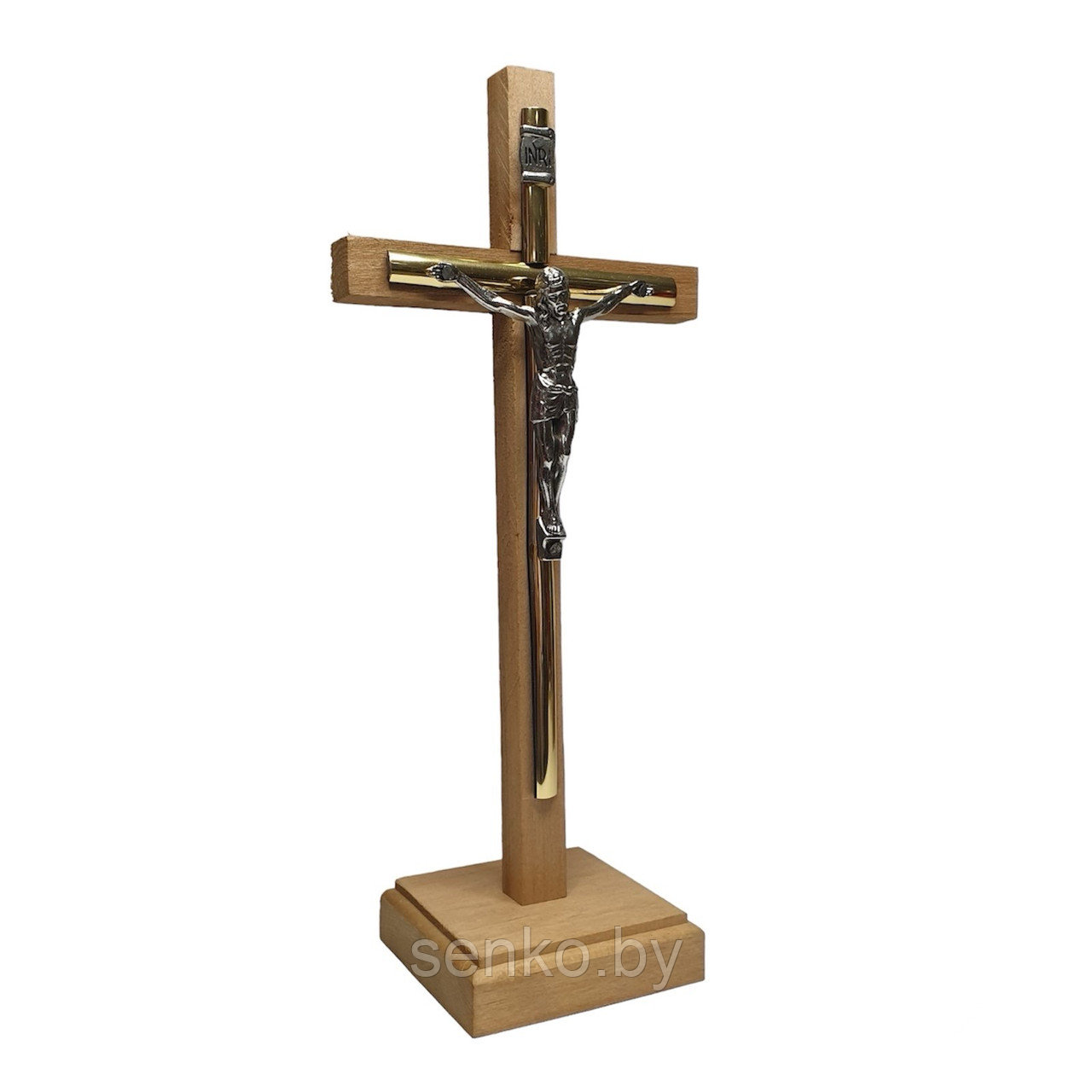 Крест деревянный на подставке 24 см - фото 1 - id-p219668060