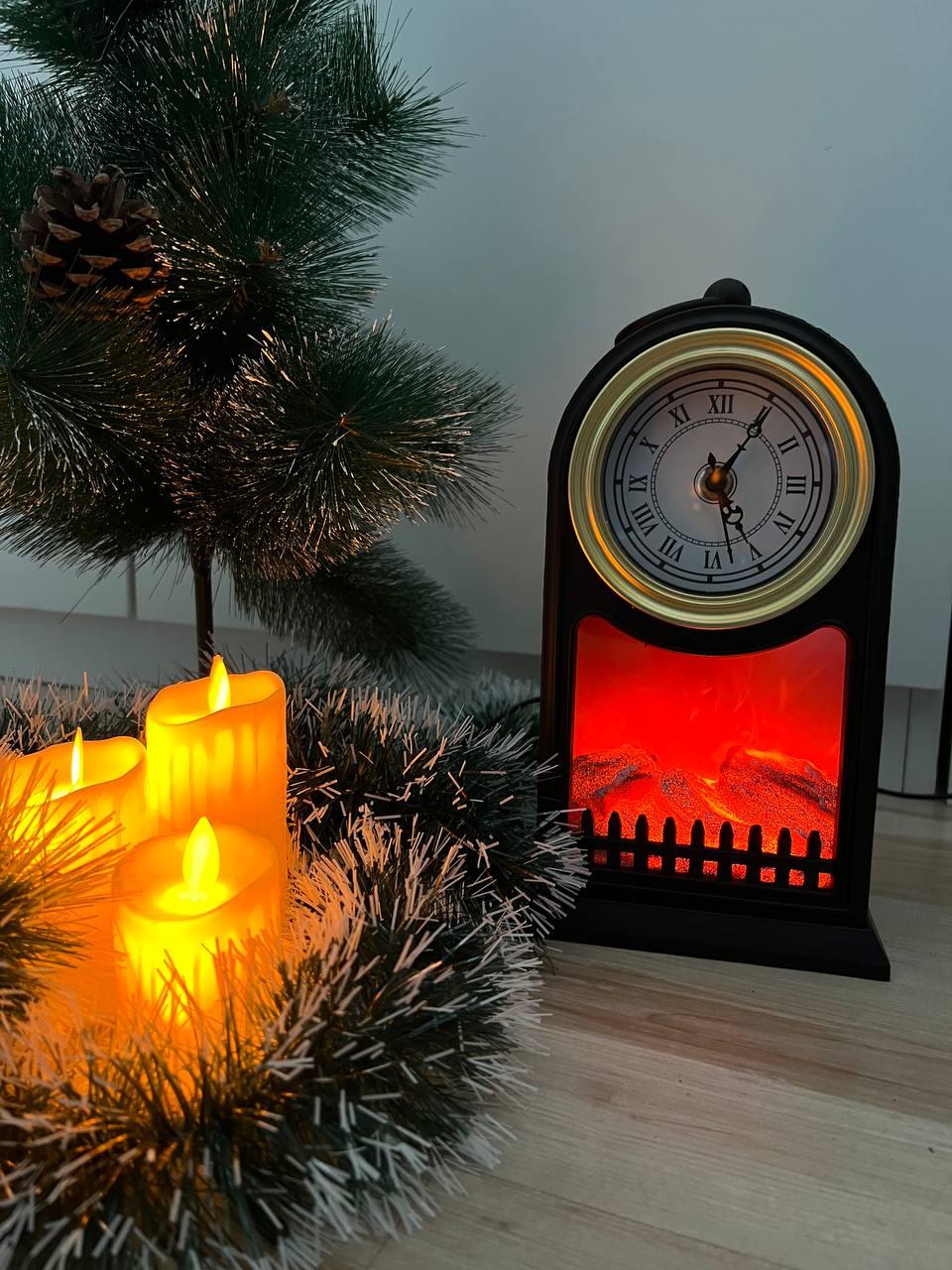 Светодиодный мини-камин настольный декоративный "Старинные часы" с эффектом живого пламени+ подарок - фото 9 - id-p219562586