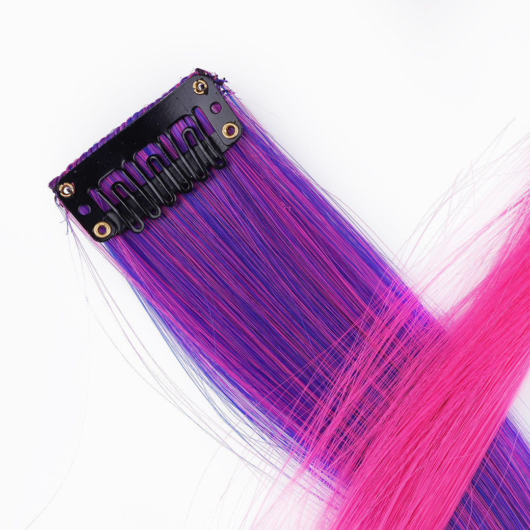 Цветная прядь для волос Двухцветная, на заколке, 5,5 гр, фиолетовый/розовый, 50х3,3 см (арт.6245530) - фото 1 - id-p219669193
