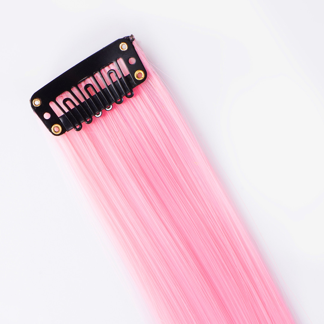 Цветная прядь для волос Розовая, на заколке, 5 гр, 50х3,3 см, 2 шт (арт.6245523)