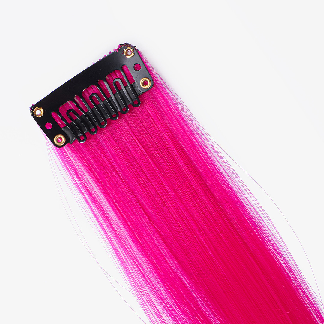 Цветная прядь для волос Ярко-розовая, на заколке, 5 гр, 50х3,3 см, 2 шт (арт.6245522)