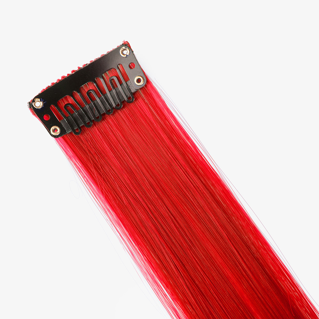 Цветная прядь для волос Красная, на заколке, 5 гр, 50х3,3 см, 2 шт (арт.6245515)