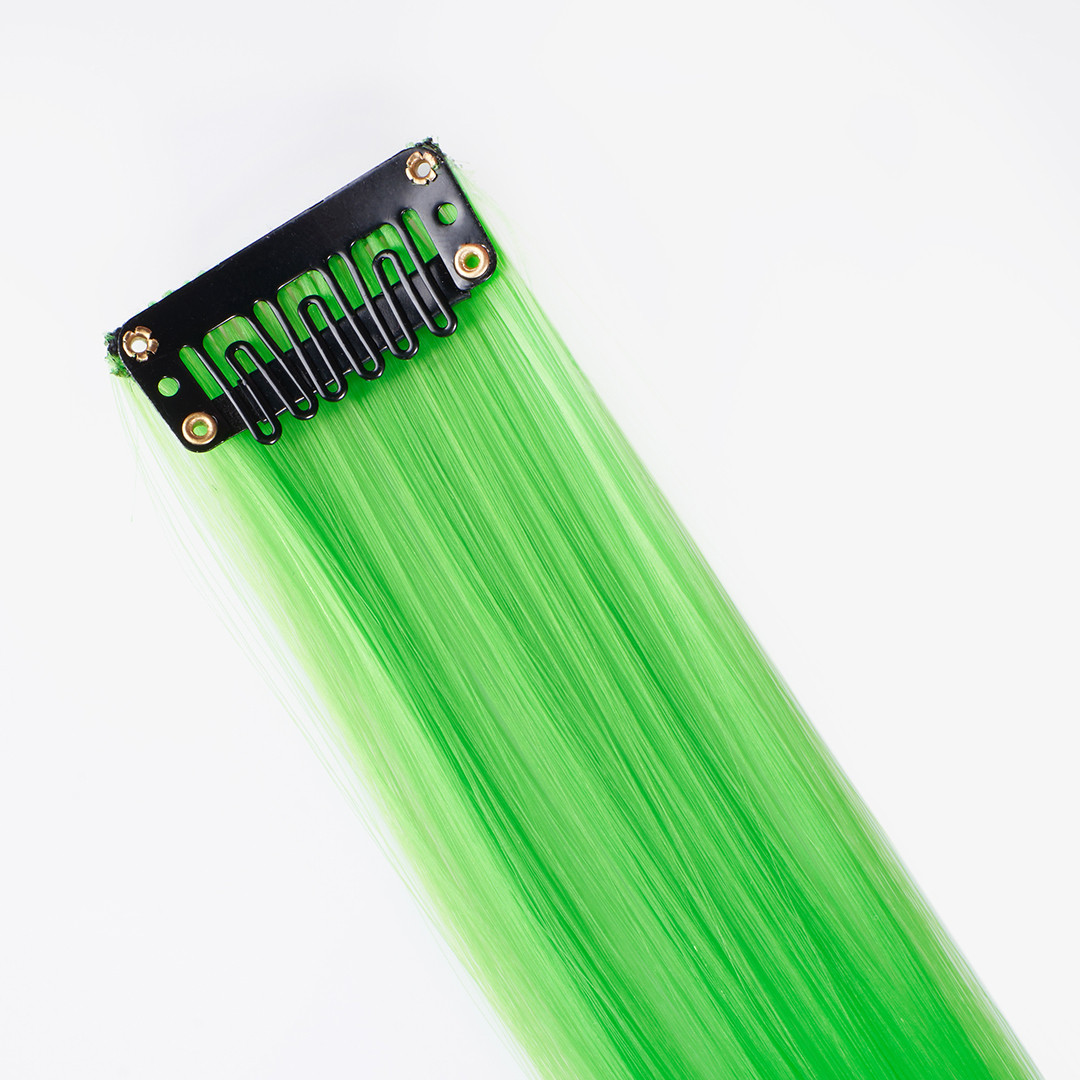 Цветная прядь для волос Зеленая, на заколке, 5 гр, 50х3,3 см, 2 шт (арт.6245518) - фото 1 - id-p219669222