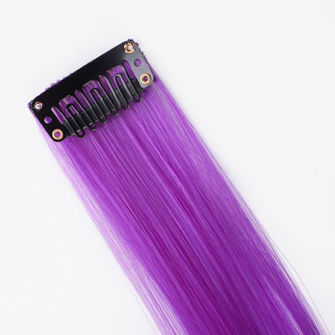 Цветная прядь для волос Фиолетовая, на заколке, 5 гр, 50х3,3 см, 2 шт (арт.6245521) - фото 1 - id-p219669224