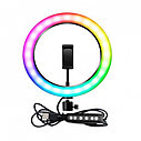 Кольцевая лампа Soft Ring Light MJ-26 RGB 26 см, штатив 2.2м, пульт, крепление для смартфона, фото 4