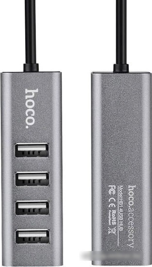 USB-хаб Hoco HB1 (серый) - фото 1 - id-p219670081