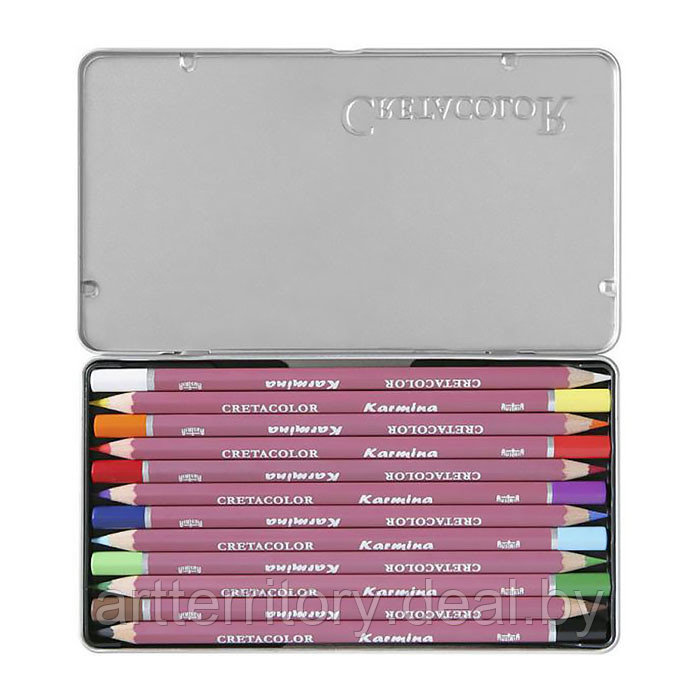 Набор цветных карандашей KARMINA, 12 цветов (металлическая коробка) - фото 1 - id-p219675490