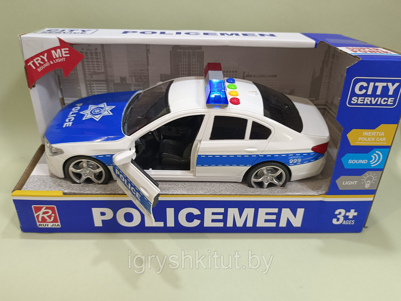 Инерционная полицейская машина (свет и звук) - фото 1 - id-p219535741