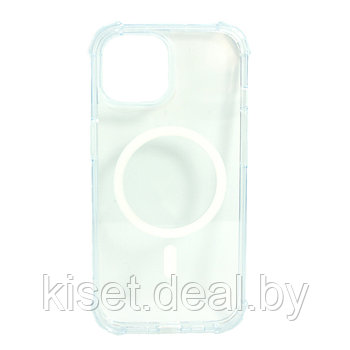 Силиконовый чехол противоударный iPAKY MagSafe для iPhone 15 прозрачный усиленные углы