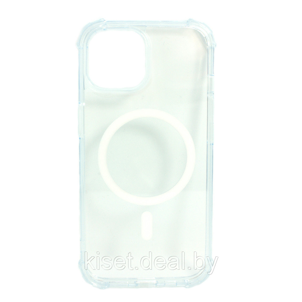 Силиконовый чехол противоударный iPAKY MagSafe для iPhone 15 прозрачный усиленные углы - фото 1 - id-p219676091