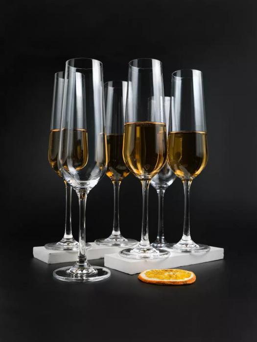 Бокалы для вина и коктейлей Фужеры для шампанского стекло на ножке Подарочный винный новогодний набор 6 штук - фото 1 - id-p219679076