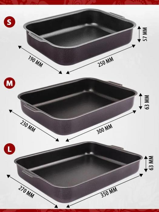 Набор противней для духовки антипригарные алюминиевые формы для запекания выпечки прямоугольные 3 штуки - фото 3 - id-p219682451