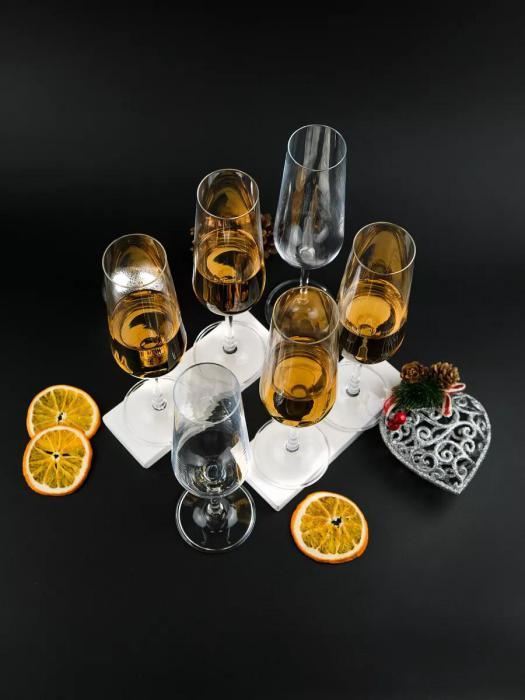 Бокалы для вина и коктейлей Фужеры для шампанского стекло на ножке Подарочный винный новогодний набор 6 штук - фото 5 - id-p219682454