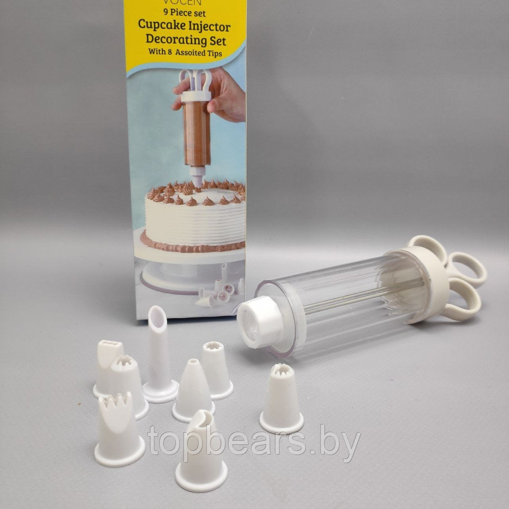 Шприц кондитерский CupCake Injector, 8 насадок для крема - фото 10 - id-p219684680
