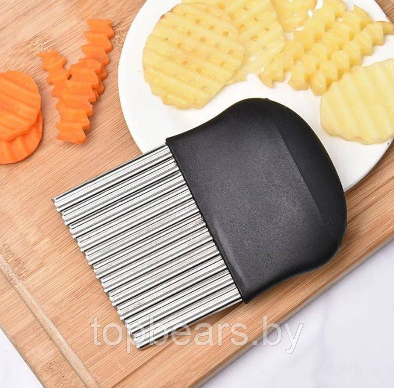 Фигурный кухонный нож для волнистой нарезки сыра, фруктов, овощей Черный - фото 5 - id-p219684814