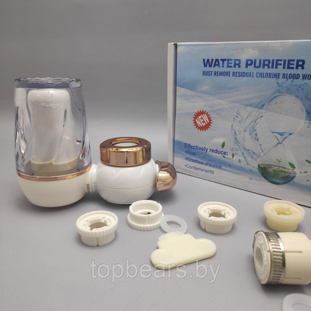 Фильтр-насадка на кран для проточной воды Water Purifier LJ-HYS-0702 Золото - фото 3 - id-p219684685