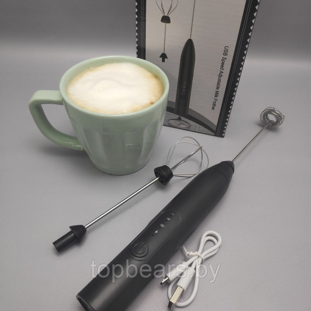 Капучинатор электрический USB Speed Adjustable Milk Frother 3 режима скорости, 2 насадки) - фото 2 - id-p219684690