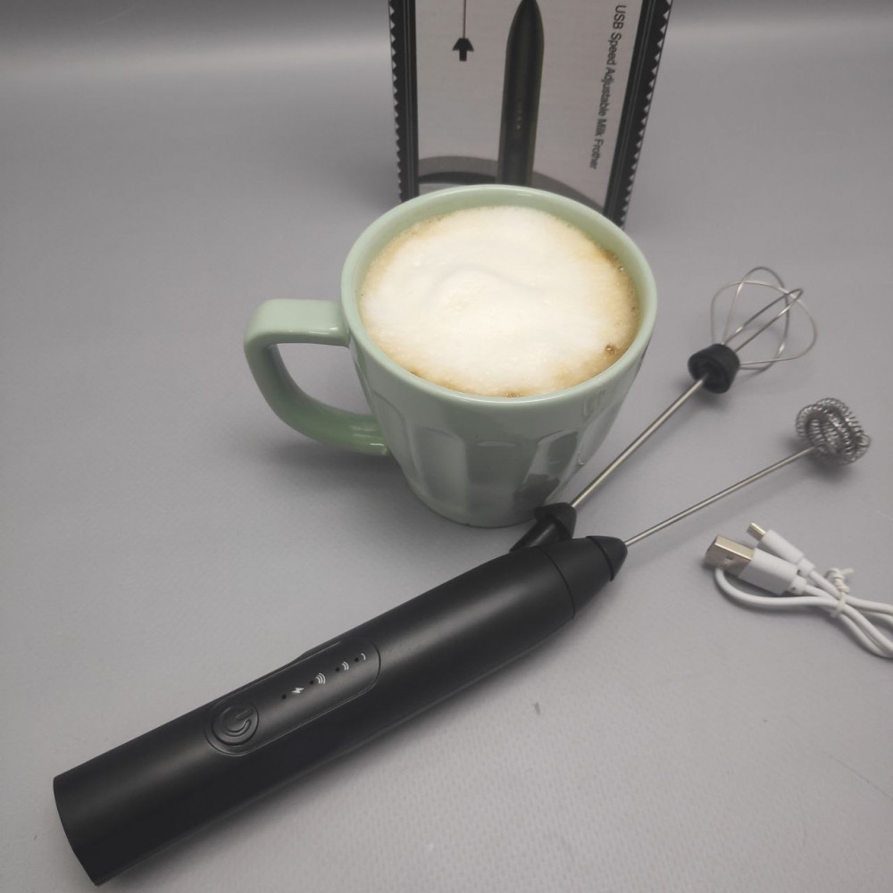 Капучинатор электрический USB Speed Adjustable Milk Frother 3 режима скорости, 2 насадки) - фото 3 - id-p219685104