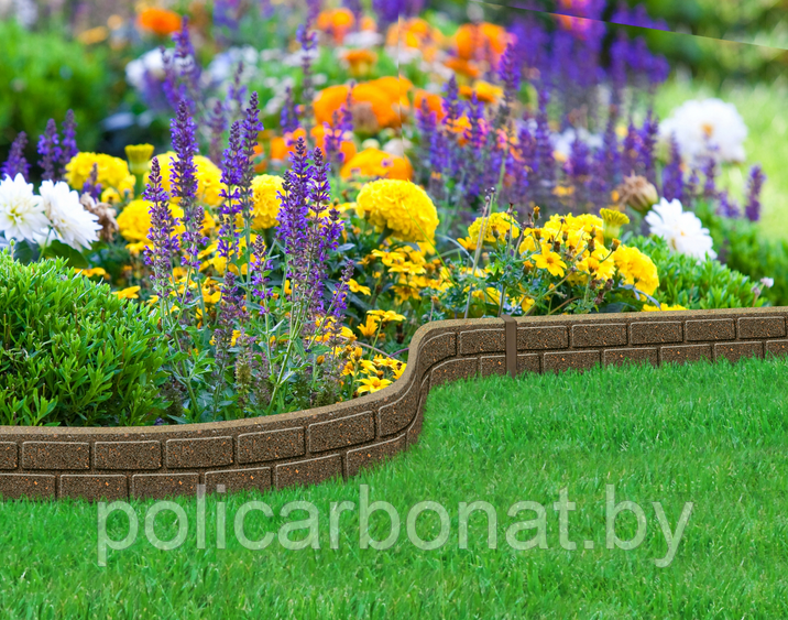Бордюр садовый 15cm EZ Border BRICKS, 3 колышка и соединитель, коричневый, BG - фото 10 - id-p219684088