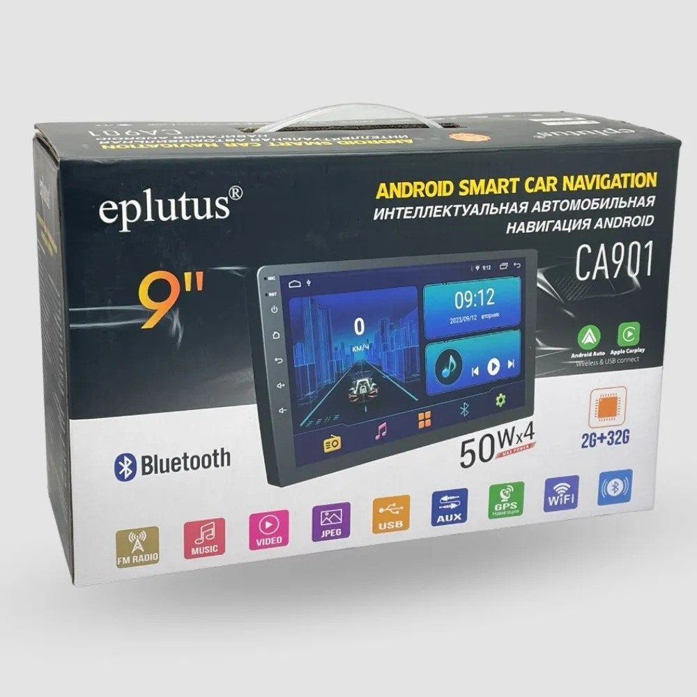 Автомагнитола 2 Din с сенсорным экраном 9" Eplutus CA901 на базе Android 12.0 2+32Gb