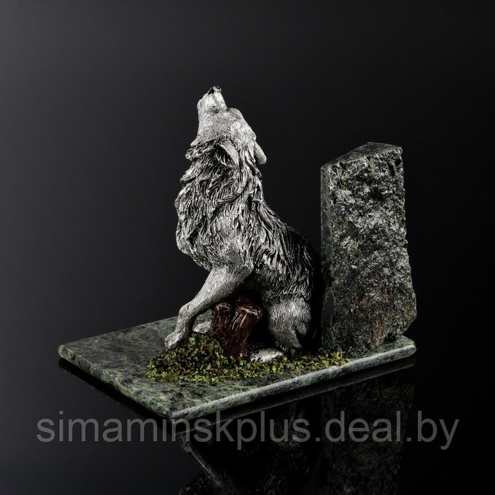 Сувенир "Серый волк", 8х12х10 см, змеевик, гипс - фото 3 - id-p219690151